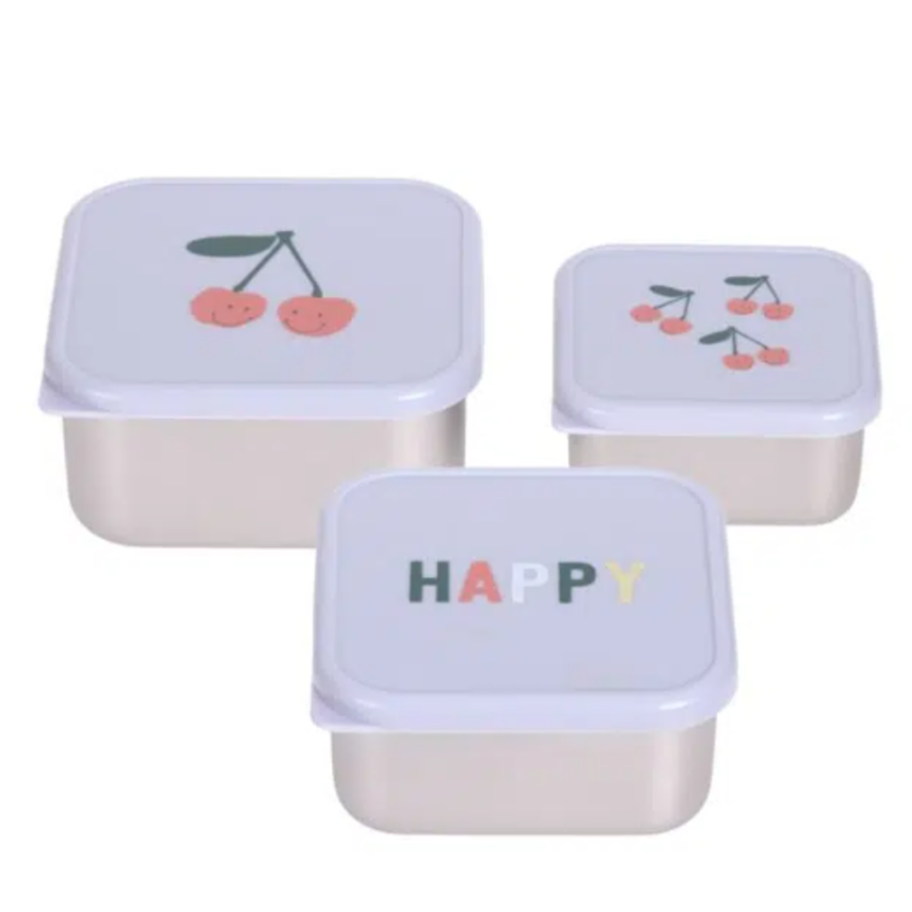 Laessig Snackdoosje RVS 3 stuks Happy Fruits Cherry