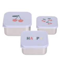 Laessig  Snackdoosje RVS 3 stuks Happy Rascals Heart Lavender