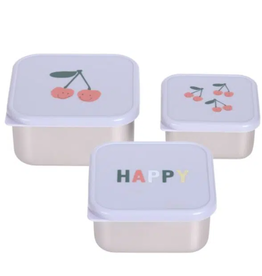 Laessig Snackdoosje RVS 3 stuks Happy Rascals Heart Lavender