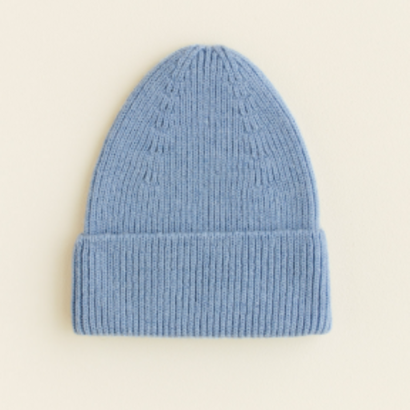 Hvid Beanie Fonzie light blue
