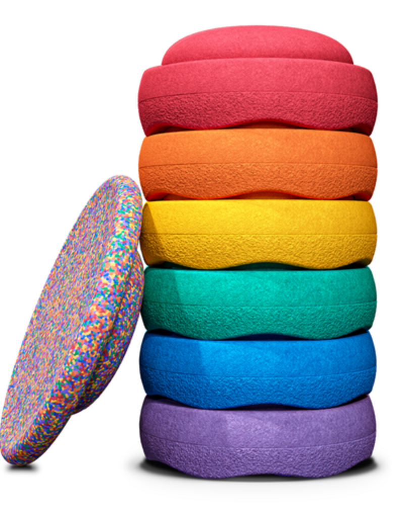 Stapelstein CLASSIC SET - RAINBOW - 6 stenen + Board Confetti