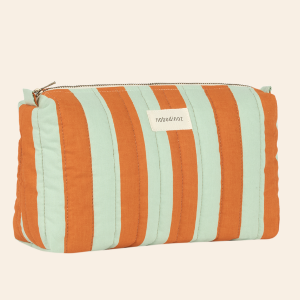 Nobodinoz Stories Ltd Toiletry Case 27X17X12 Green Orange Stripes