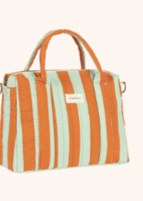 Nobodinoz Stories Ltd Stroller Organizer 30X22X13 Green Orange Stripes