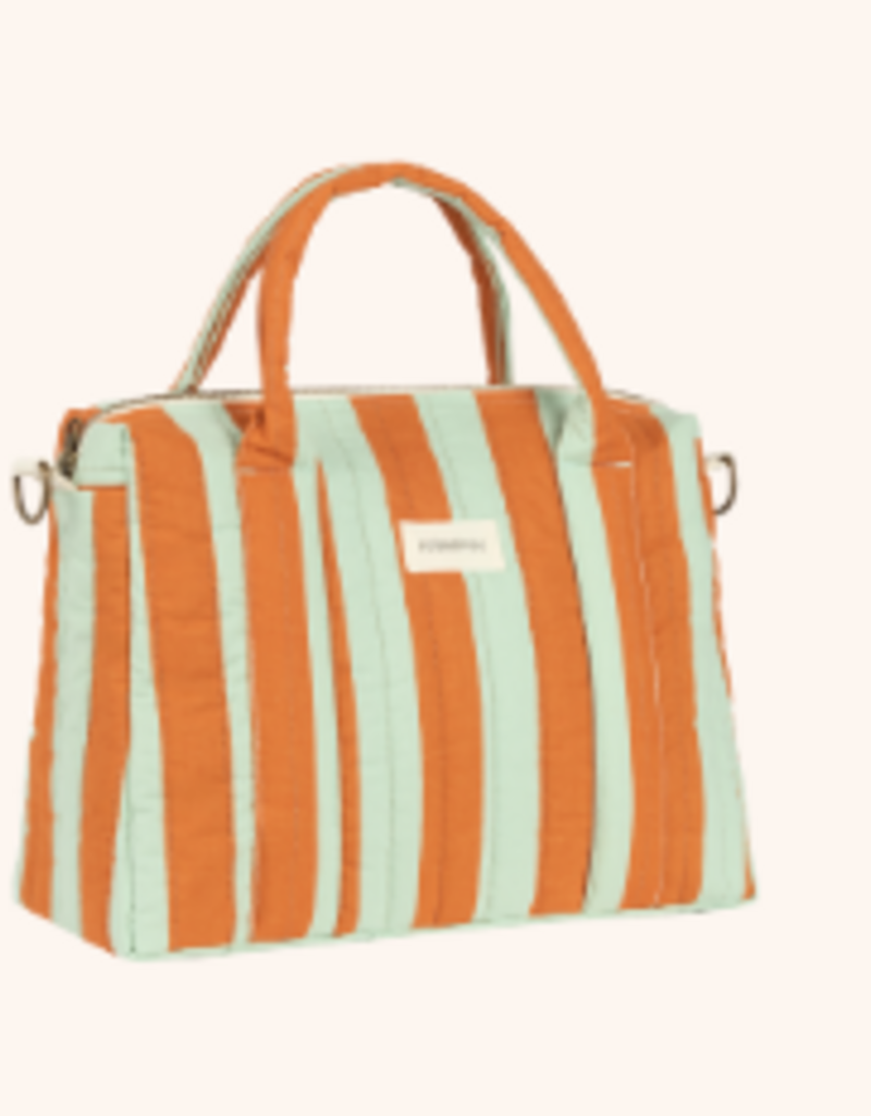 Nobodinoz Stories Ltd Stroller Organizer 30X22X13 Green Orange Stripes