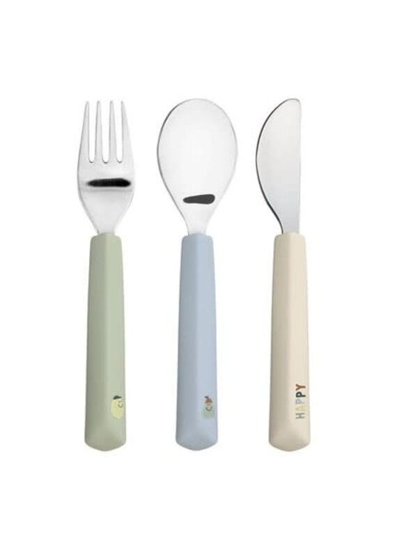 Laessig Cutlery with Silicone Handle 3 pcs Happy Fruits Cherry