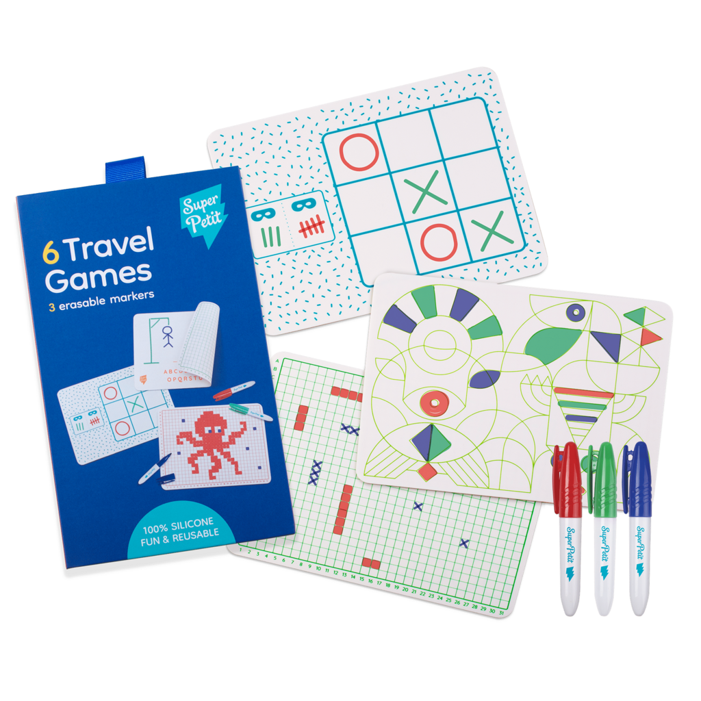 Super Petit Travel game 3 mini reversible silicone mats + 3 erasable markers included