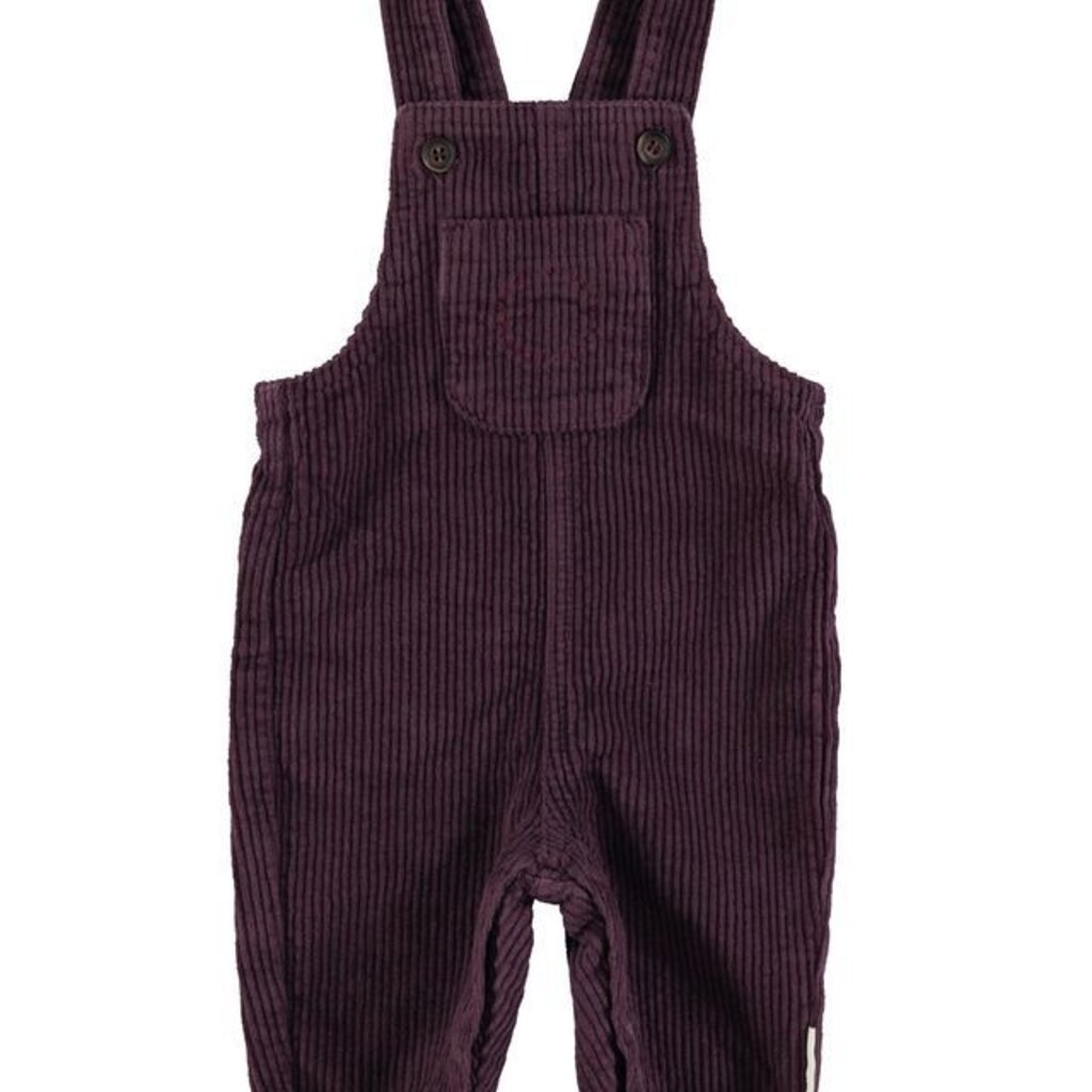 Piupiuchick Baby dungarees | Aubergine corduroy
