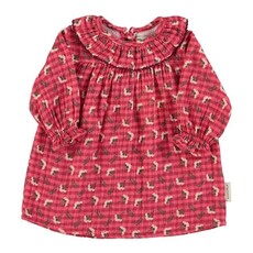Piupiuchick Baby dress | Checkered pink w/ flowers