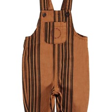 Piupiuchick Baby dungarees | Brown w/ black stripes