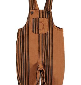 Piupiuchick Baby dungarees | Brown w/ black stripes