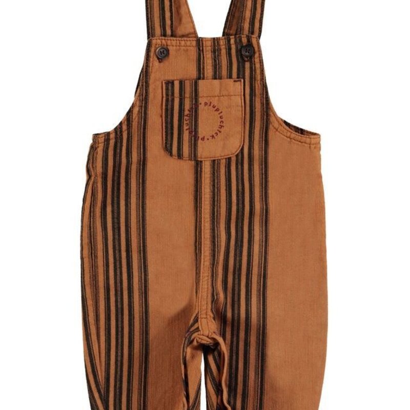 Piupiuchick Baby dungarees | Brown w/ black stripes