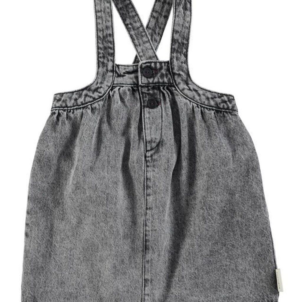 Piupiuchick Short dress w/ straps | Faded black denim