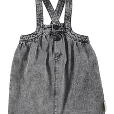 Piupiuchick Short dress w/ straps | Faded black denim