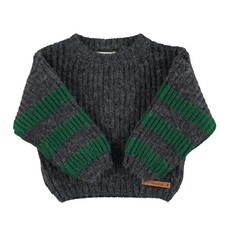 Piupiuchick Knitted sweater | Grey & green stripes