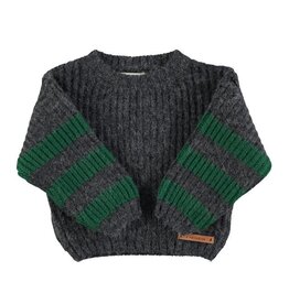 Piupiuchick Knitted sweater | Grey & green stripes