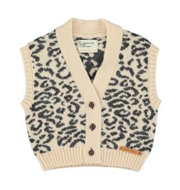 Piupiuchick Knitted waistcoat | Light pink w/ black animal print