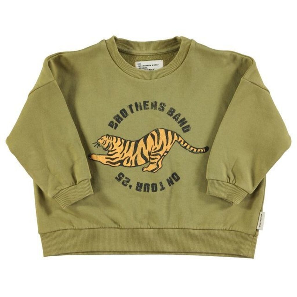 Piupiuchick Sweatshirt | Olive green w/ tiger print
