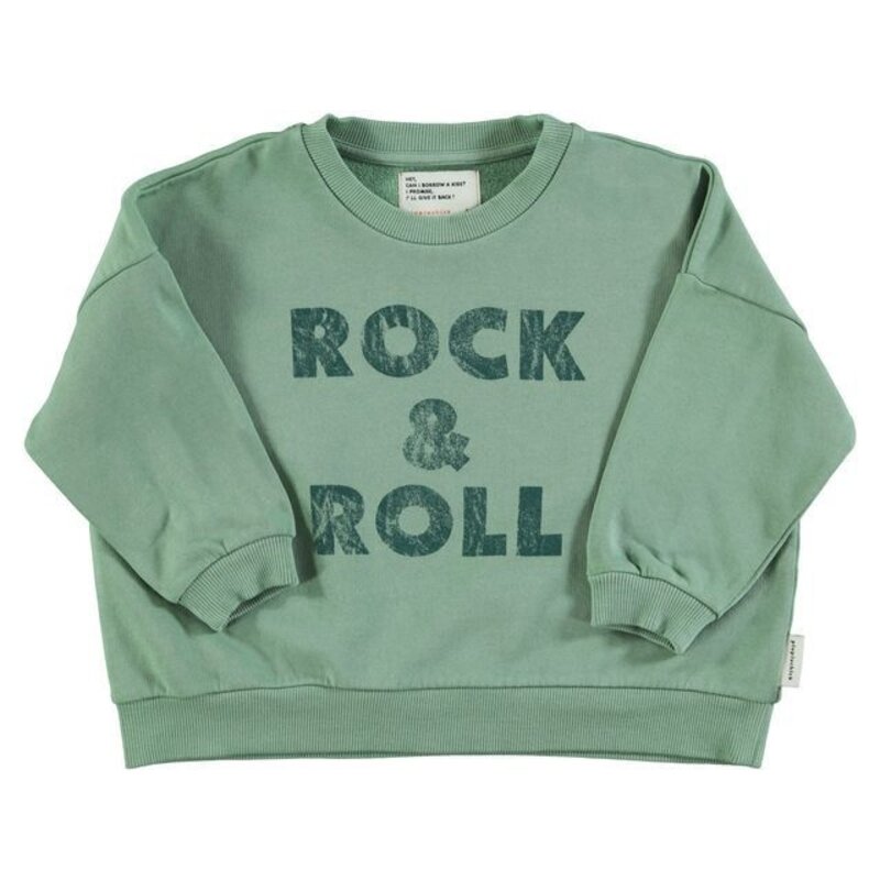 Piupiuchick Sweatshirt | Green w/ "rock & roll" print