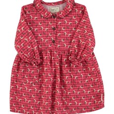 Piupiuchick Short dress | Pink checkered w/ flowers