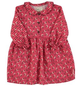 Piupiuchick Short dress | Pink checkered w/ flowers