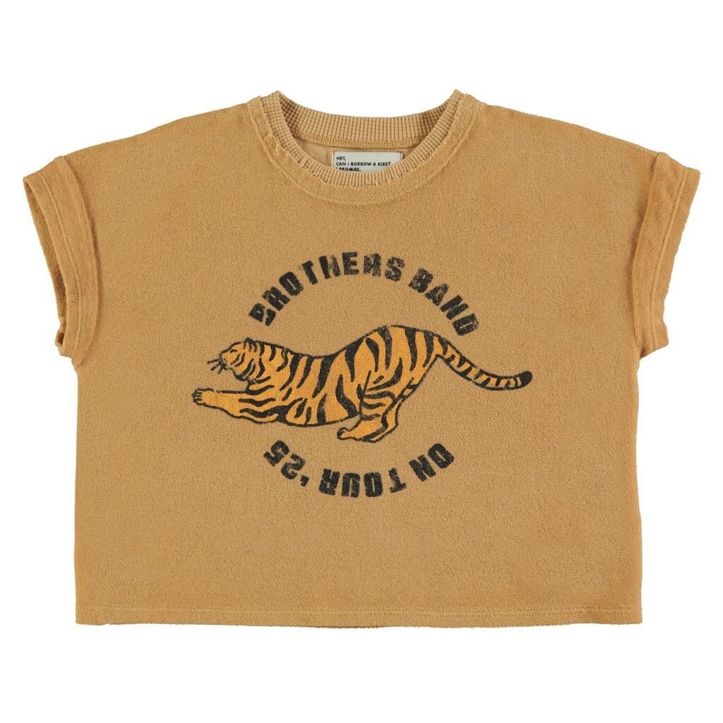 Piupiuchick Terry cotton t'shirt | Mustard w/ tiger print