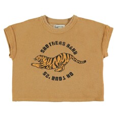 Piupiuchick Terry cotton t'shirt | Mustard w/ tiger print