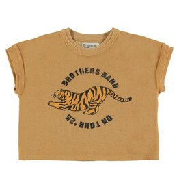 Piupiuchick Terry cotton t'shirt | Mustard w/ tiger print