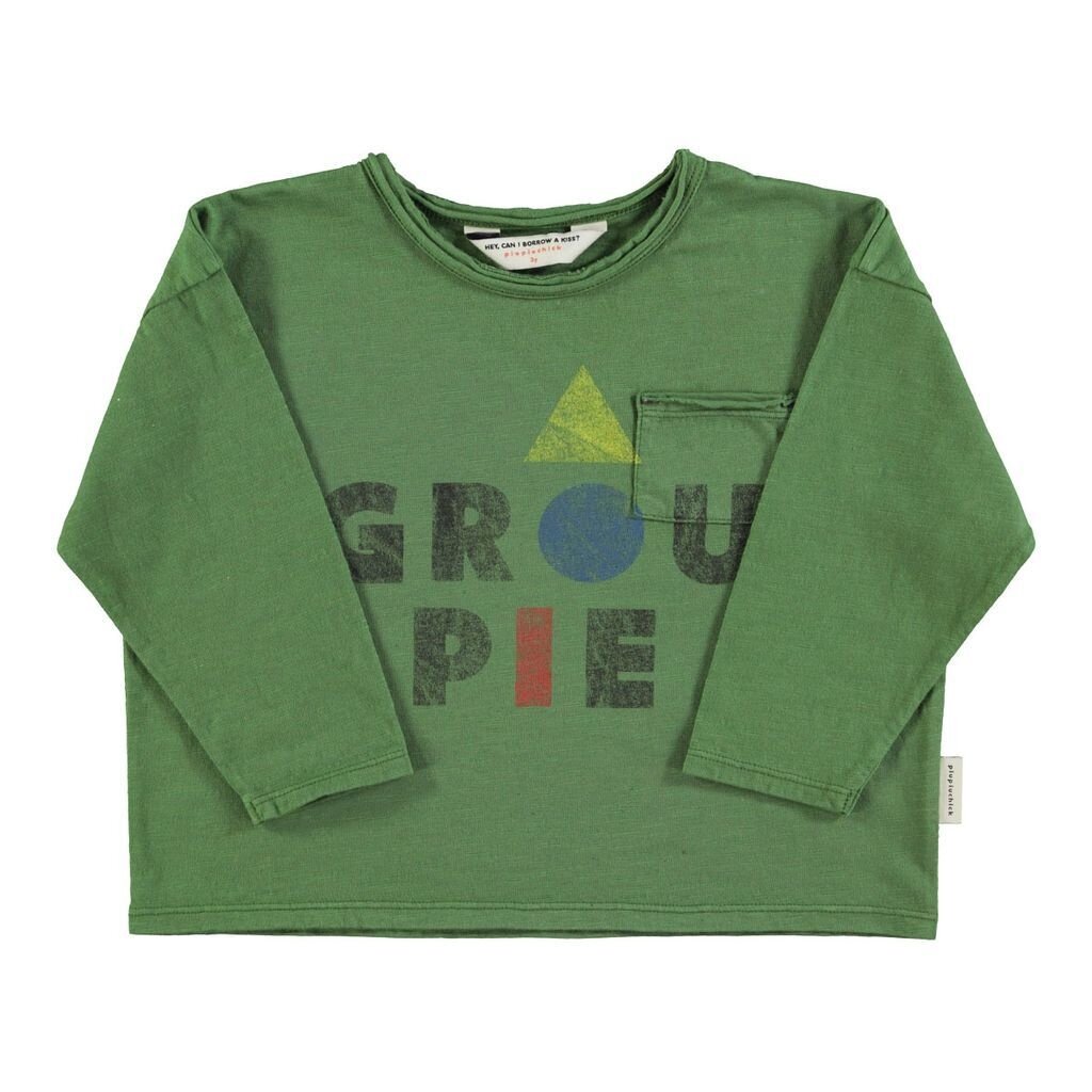 Piupiuchick Longsleeve t'shirt | Dark green w/ "groupie" print