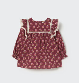Cozmo Bloom Textured Baby Dress Burgundy-Bloom Textured Cotton