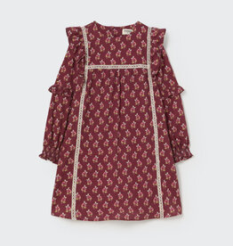 Cozmo Bloom Textured Dress Burgundy-Bloom Textured Cotton
