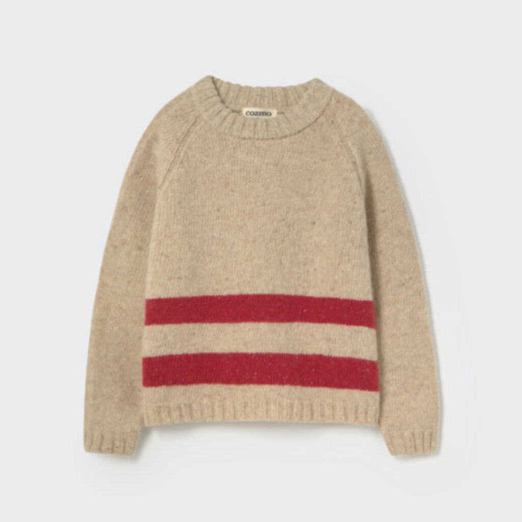 Cozmo Tweed Tricot Sweater Stone Red-Tweed Tricot