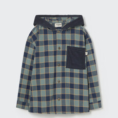 Cozmo Check Flannel Hooded Shirt Artic Blue-Check Flannel