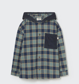 Cozmo Check Flannel Hooded Shirt Artic Blue-Check Flannel