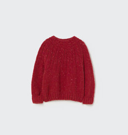 Cozmo Tweed Tricot Mock Neck Baby Sweater Red Velvet-Tweed Tricot