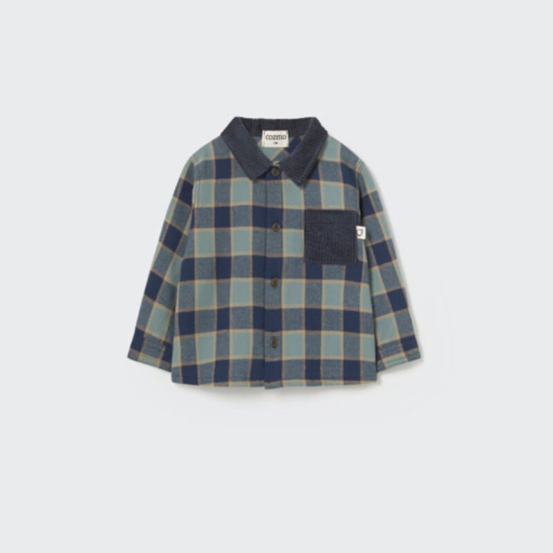 Cozmo Check Flannel Baby Shirt Artic Blue-Check Flannel