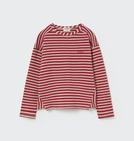 Cozmo Striped Elastic Fleece T-Shirt Burgundy-Striped Elastic Fleece