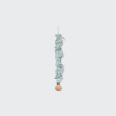 Cozmo Mini Gingham Flannel Newborn Pacifier Clip Misty Blue-Mini Gingham Flannel