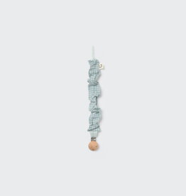 Cozmo Mini Gingham Flannel Newborn Pacifier Clip Misty Blue-Mini Gingham Flannel