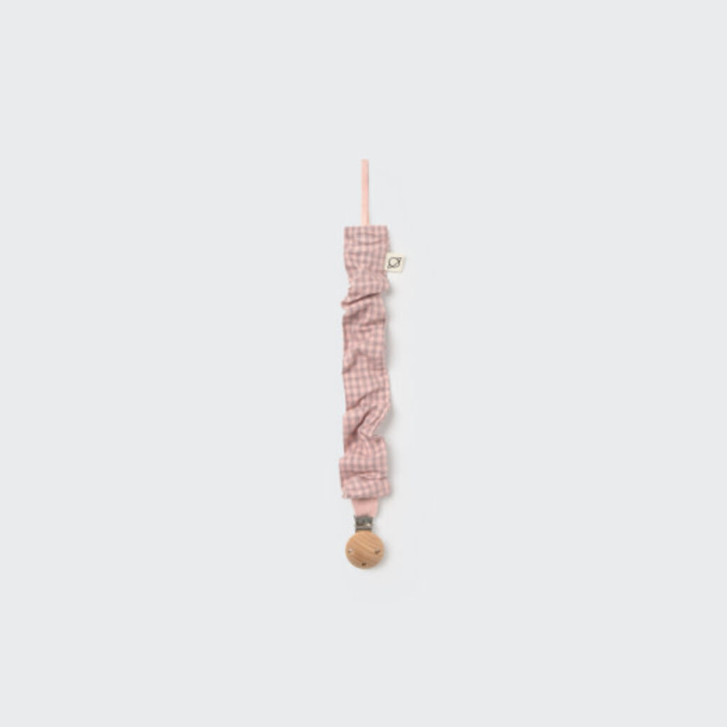 Cozmo Mini Gingham Flannel Newborn Pacifier Clip Silver Pink-Mini Gingham Flannel