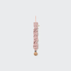 Cozmo Mini Gingham Flannel Newborn Pacifier Clip Silver Pink-Mini Gingham Flannel