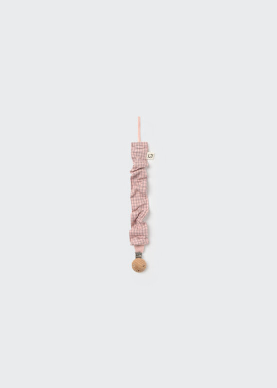 Cozmo Mini Gingham Flannel Newborn Pacifier Clip Silver Pink-Mini Gingham Flannel