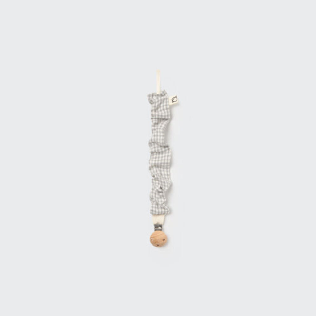 Cozmo Mini Gingham Flannel Newborn Pacifier Clip White-Mini Gingham Flannel
