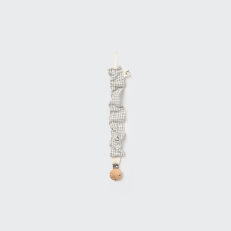 Cozmo Mini Gingham Flannel Newborn Pacifier Clip White-Mini Gingham Flannel