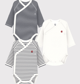 Petit Bateau 2 Overslagbody's Gestreept Lange Mouwen 54219