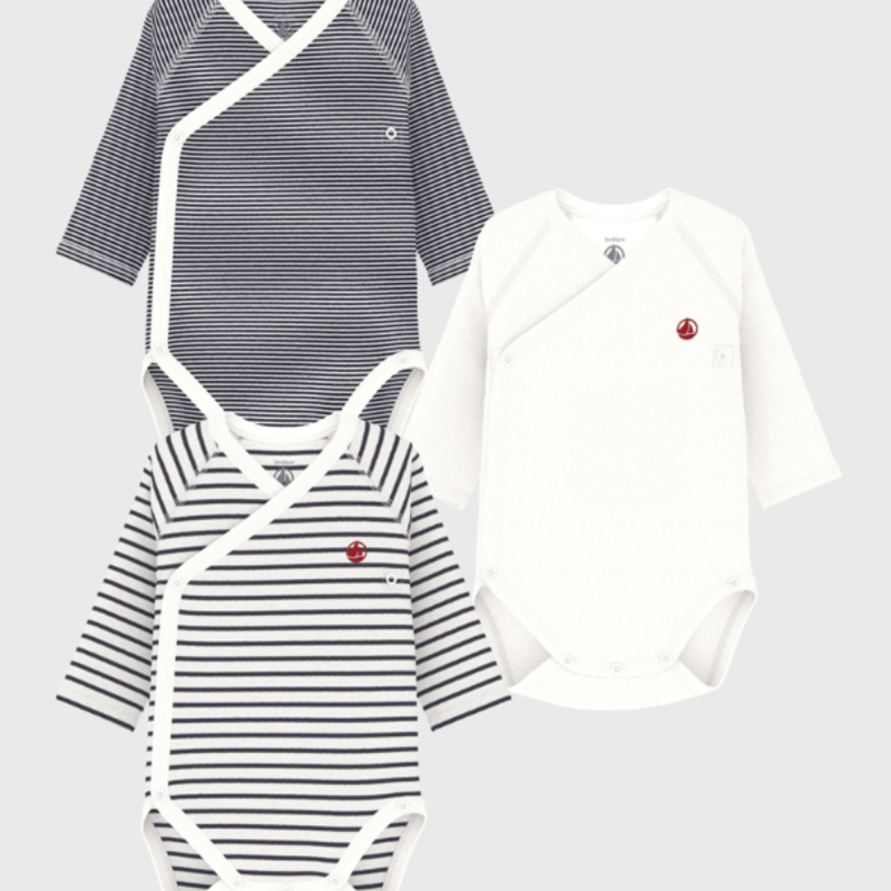 Petit Bateau 2 Overslagbody's Gestreept Lange Mouwen 54219