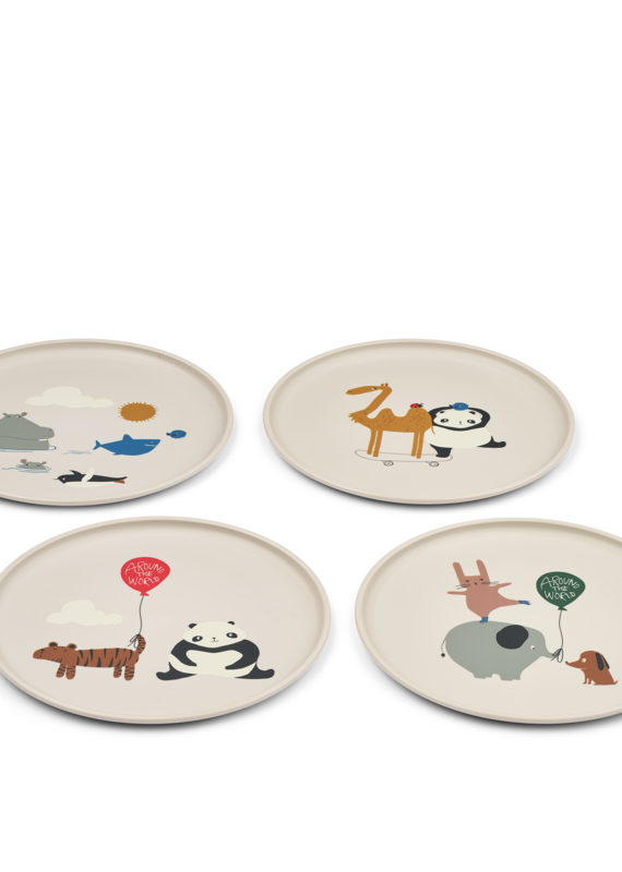 Liewood Remco Plate 4-Pack Around the world / Sandy