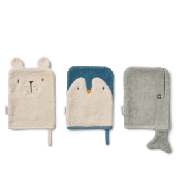 Liewood Sylvester Washcloth 3-pack Arctic Sea /  Ocean view