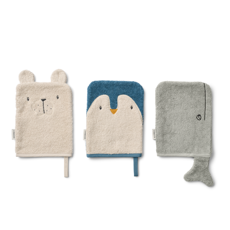 Liewood Sylvester Washcloth 3-pack Arctic Sea /  Ocean view
