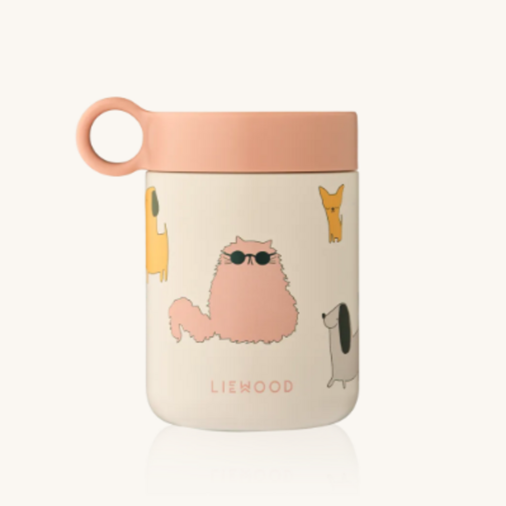 Liewood Kiani Printed Food Jar Cats and Dogs / Sandy
