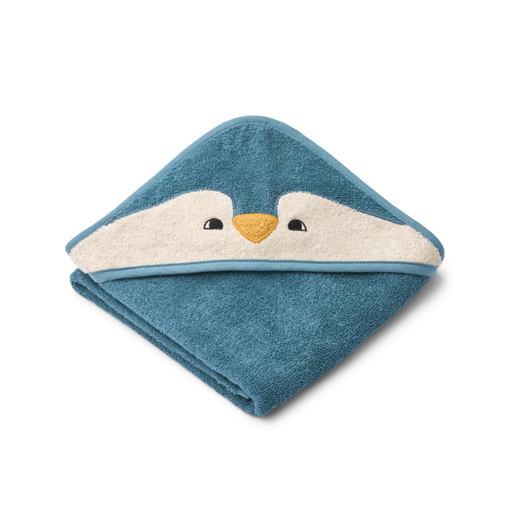 Liewood Albert Penguin Hooded towel Oceanview mix